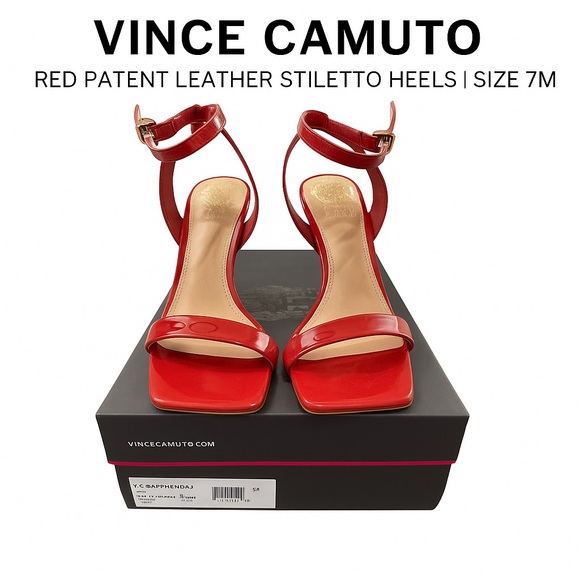Vince Camuto Red Patent Leather Stiletto Heels | Size 7M - Picture 1 of 7